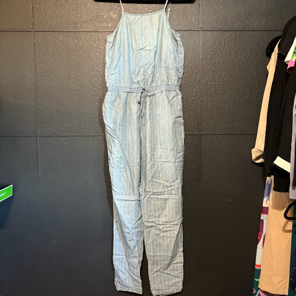 Ci Sono Light Blue Striped Jumpsuit